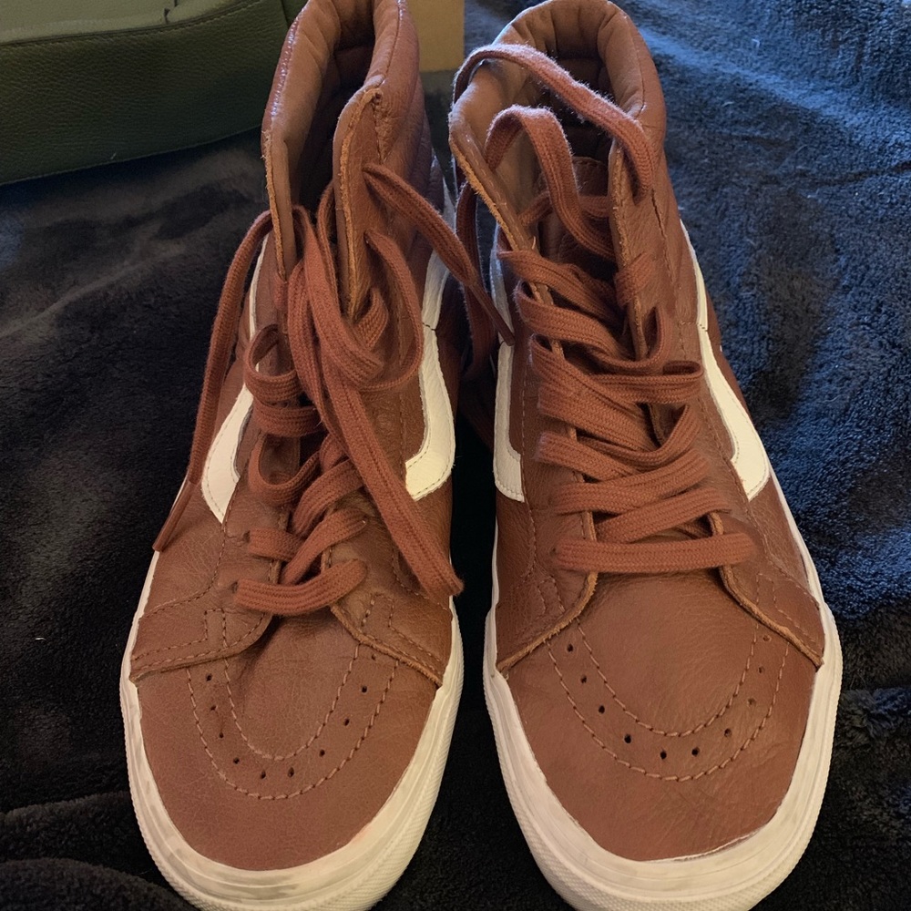 vans high-top brown leather.  womens 9